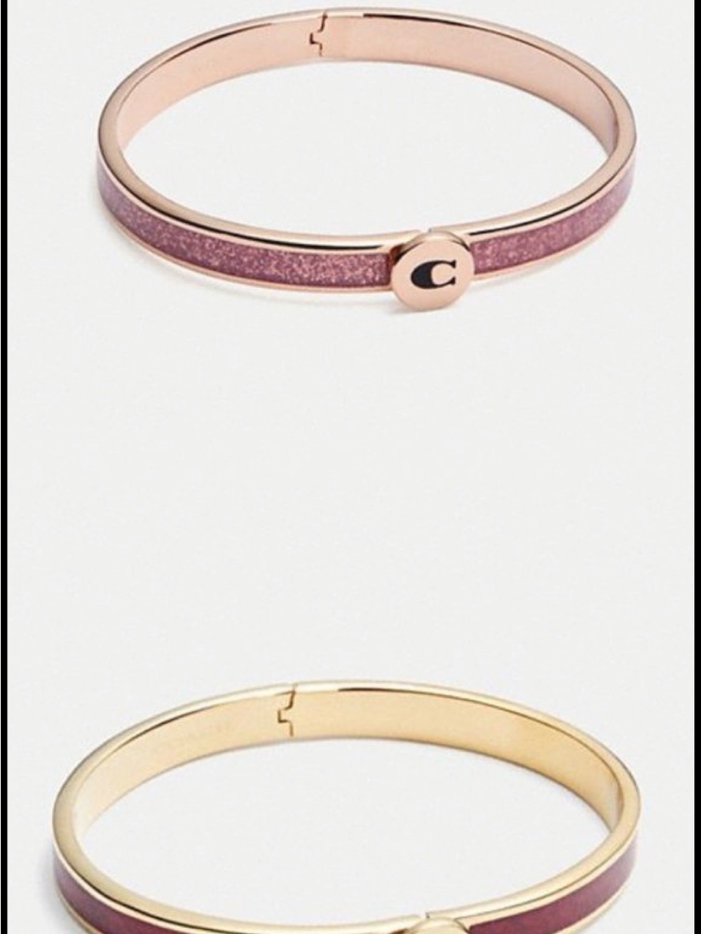 Coach Gold-Tone Pink Glitter C Initial Bangle Bracelet F39599 - Picture 15 of 15